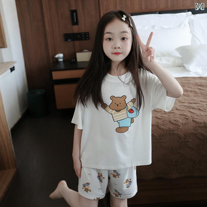 女の子用 寝間着 パジャマ セット 接触冷感 モーダル素材 薄手 春夏 部屋着 スリープドレス ワンピース かわいい 軽量 吸湿速乾 通気性 良い 綿混 ピンク系 カラー 選択可 日常使い 快適