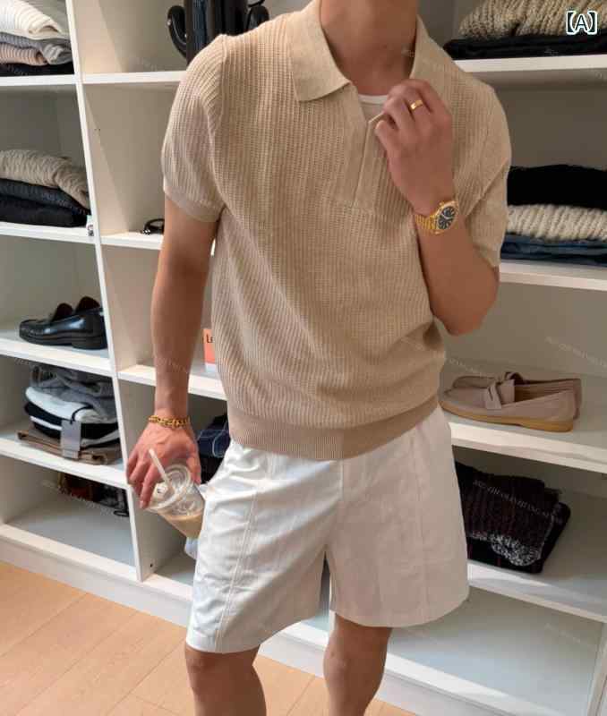 ポロシャツ メンズ 夏 半袖 ニット 接触冷感 軽量 通気性 吸湿速乾 カジュアル トップス クラシックスタイル