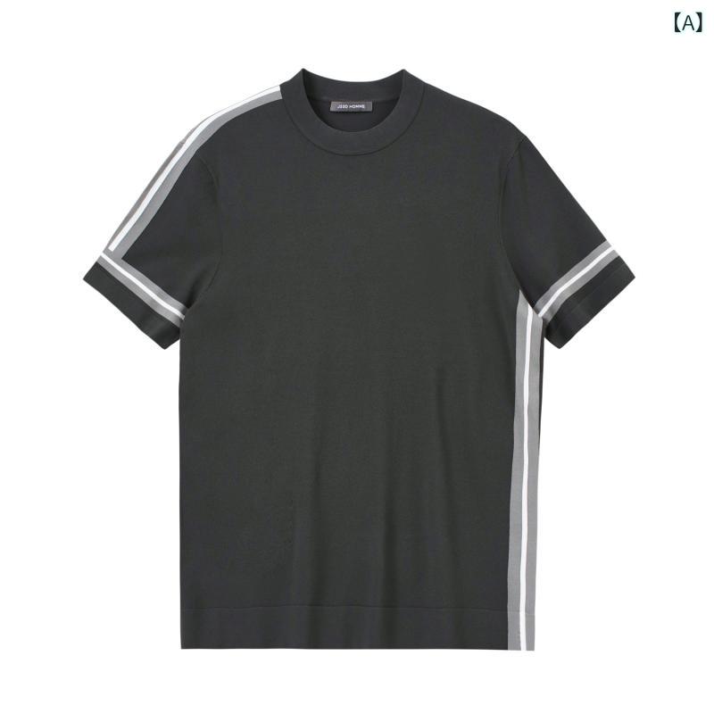 メンズ 短袖 Tシャツ クルーネック ニット 夏用 吸湿速乾 軽量 カジュアル トップス 綿混 快適 普段使い