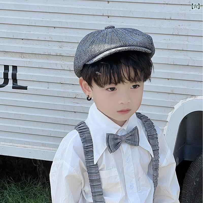 帽子 キッズ 男の子用 ベレー帽 ニュースボーイ帽 イギリス風 礼帽 秋冬 かわいい かっこいい スタイリッシュ フォーマル 遊び着 軽量 快適