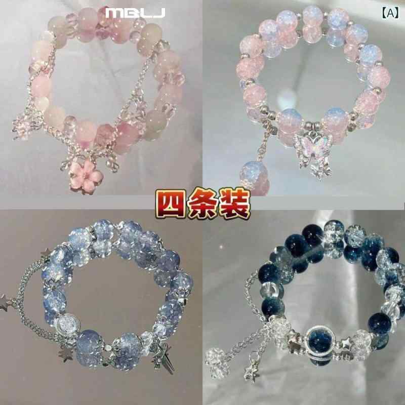 ブレスレット キッズ 女の子用 クリスタル ビーズ 手串 アクセサリー かわいい 繊細 加工 日常使い 軽量 素材