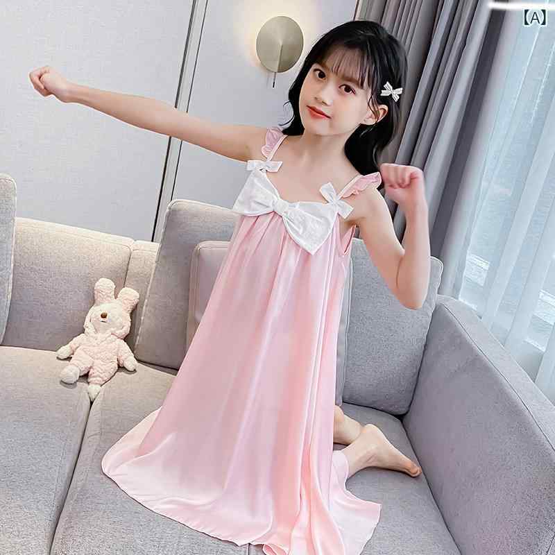 女の子 夏 スリップドレス 薄手 接触冷感 プリンセス 寝間着 かわいい 部屋着 軽量 吸湿速乾