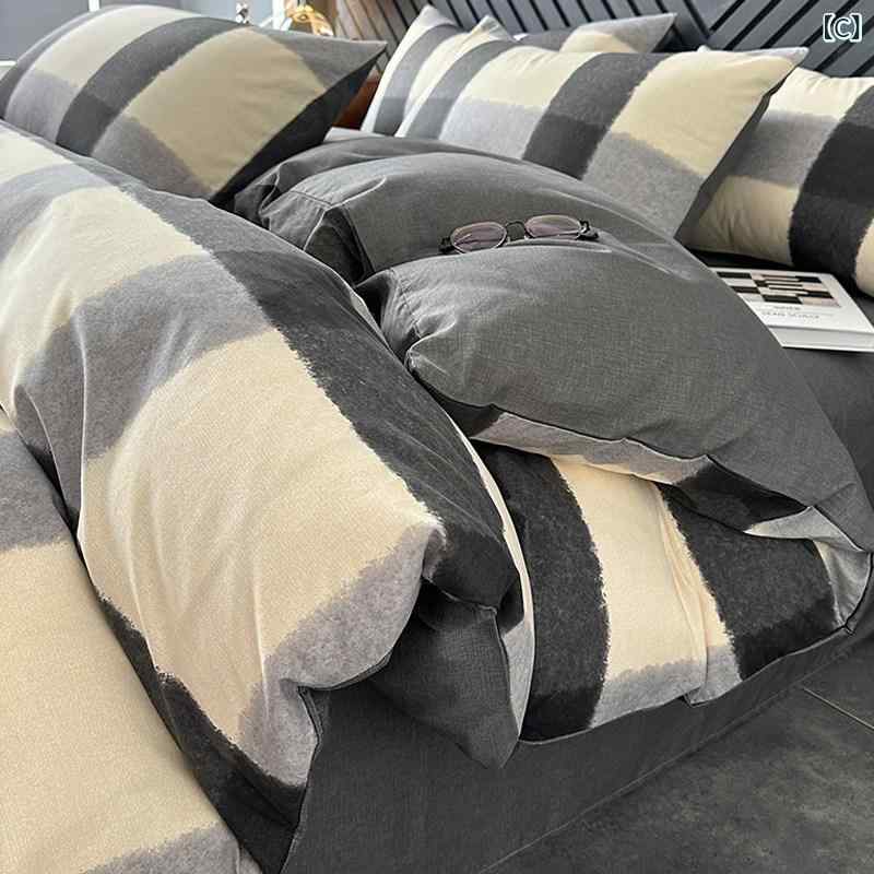 メンズ 寝具セット 北欧 綿100% 冬季加厚 暖か ベッドカバー シーツ 枕カバー ダブ...