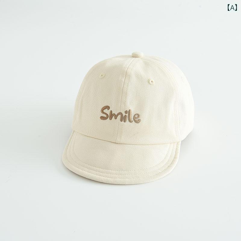 Hats - キッズ かわいい ソフトブリム キャップ 綿素材 アルファベット柄 UVカット 日よけ 春夏秋用 男女兼用 子供帽子 軽量 柔らかい 外出用