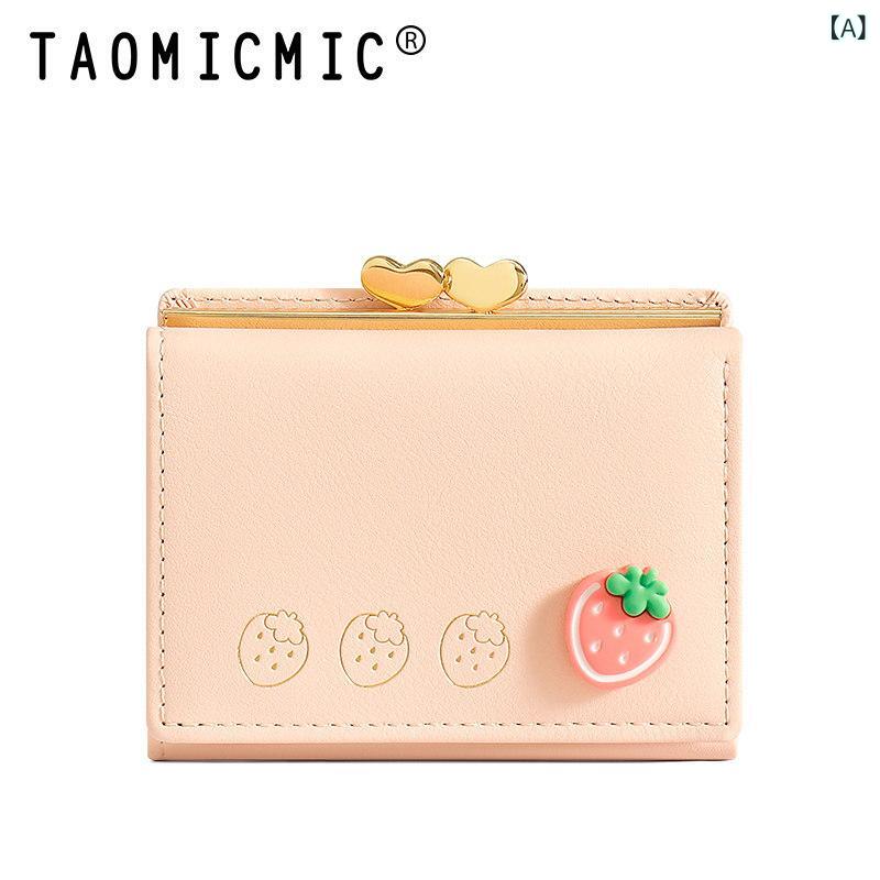 レディース 財布 三つ折り ミニ コンパクト 学生用 かわいい フルーツ柄 コインケース 一体型 普段使い ポケットサイズ