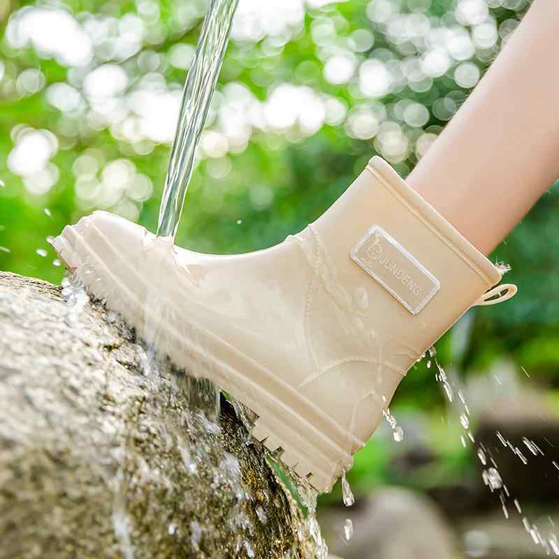 雨靴 女性用 ショート 防水 滑り止め 耐摩耗 ゴム素材 キッチン 作業用 室内 屋外 ファッション 水遊び 軽量 通勤 普段使い