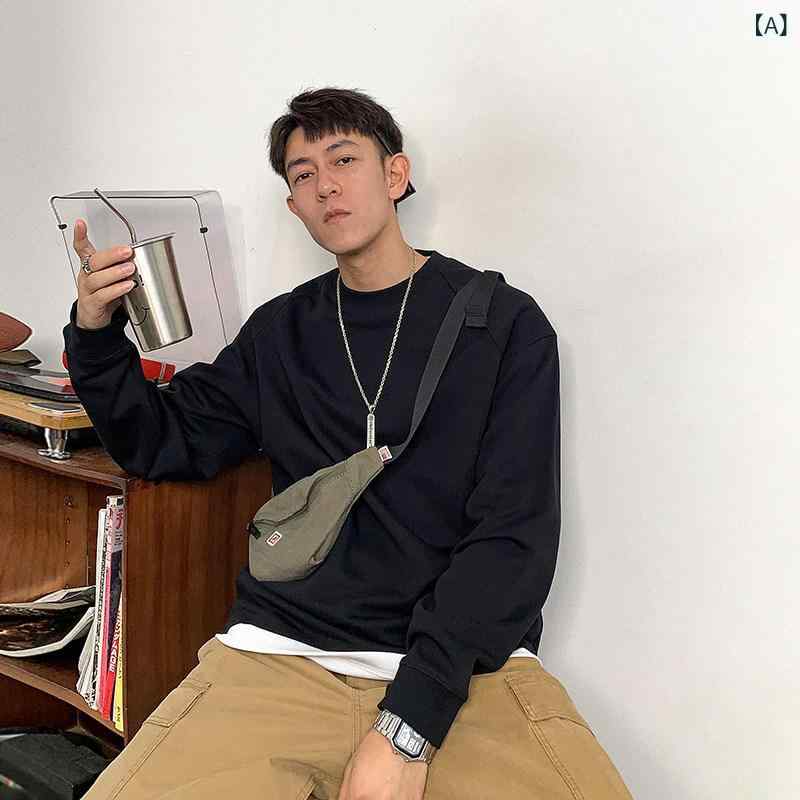 Tシャツ メンズ 長袖 無地 ベーシック シンプル 春秋 インナー レイヤード 普段使い カジュアル トップス コットン風 伸縮性 吸湿速乾