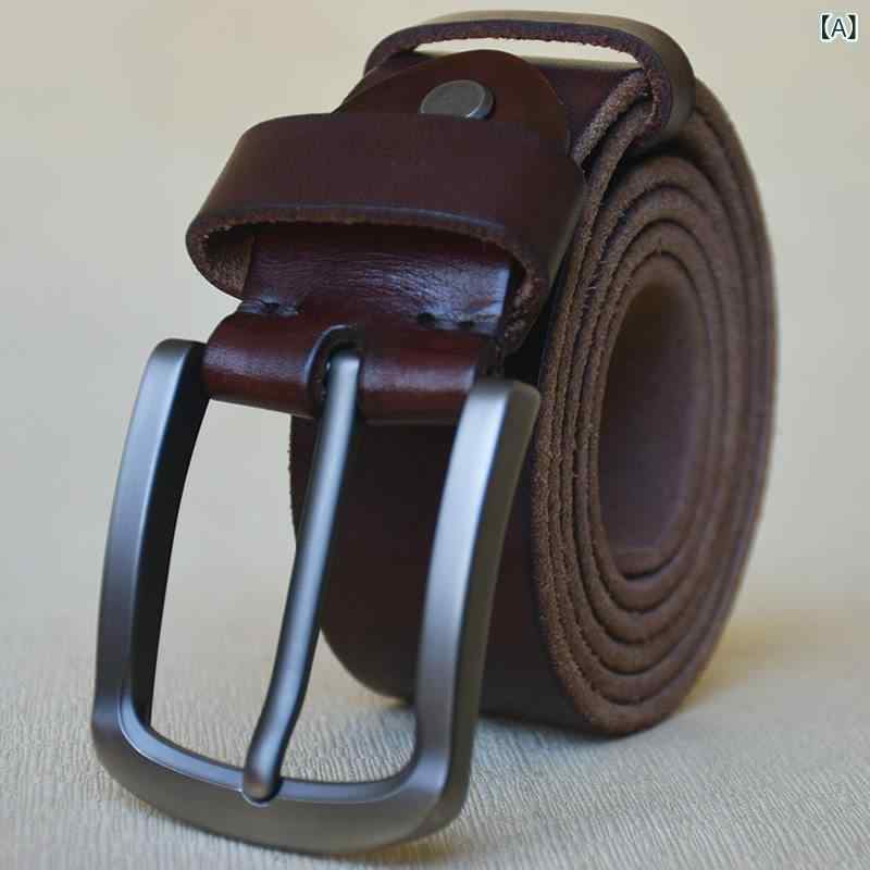 Belts - ベルト 男性用 革 牛革 ピンバックル カジュアル レトロ 腰帯 日常使い 耐久性 高級感
