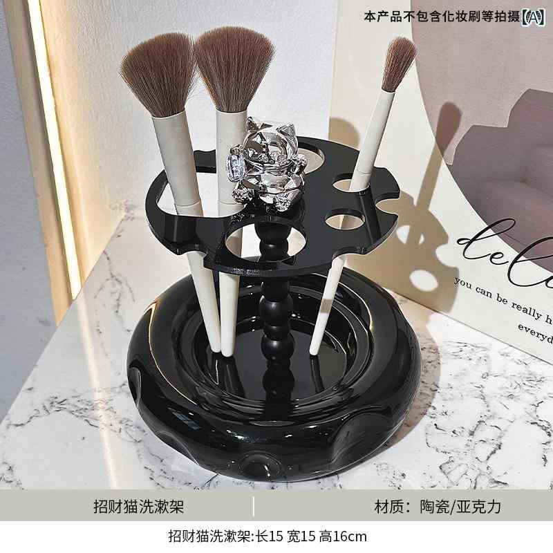 歯ブラシ収納ラック セラミック製 洗面台用 電動歯磨きホルダー 底座付き 支架 置物置き バスルーム収納 陶器素材 衛生間置き 洗漱用品 歯磨き立て コンパクト 安定支え 日常使い シンプルスタイル・スタイル: 軽奢風・機能: 置物・カラー展開: 黒銀.白銀.黒銀+白銀