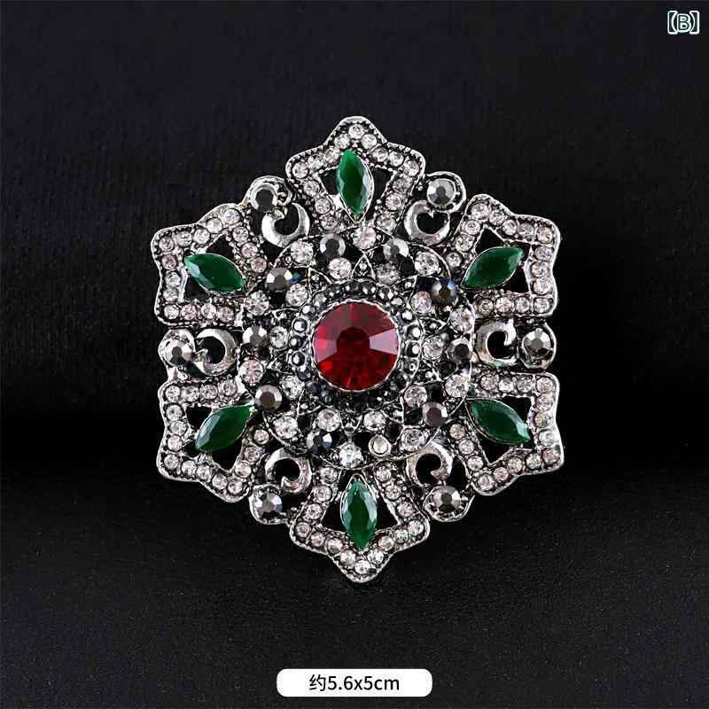 ブローチ メンズ レディース 復古 ファッション 水晶 宮殿風 金属 バッジ ピン 胸...