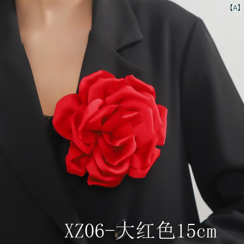 リバーパディのブローチ 復古 大花柄 15cm バラ 花 布 胸花 花モチーフ 百搭 服装 アクセサリー コサージュ ピン 付け ピン コルセット ドレス 装飾 コットン 生地 フラワー モチーフ クラシック スタイル 普段使い ギフト ラッピング 可能 軽｜アングル2
