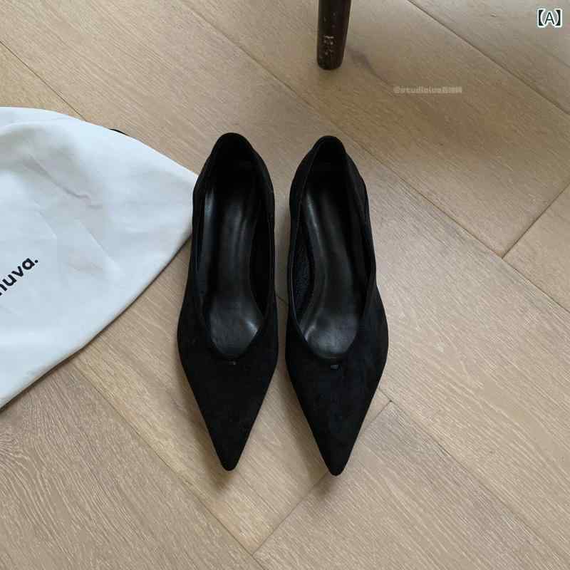 パンプス レディース 婦人靴 ベルベット スエード調 ヒール 切り替え 尖頭 浅口 ポインテッドトゥ ウェッジソール 柔らかい 軽量 快適 履きやすい 歩きやすい 通勤用 仕事用 普段使い フォーマル 上品 高級感 きれいめ カジュアル かわいい チャン riverpaddy-11630096 リバーパディ サンプル画像2