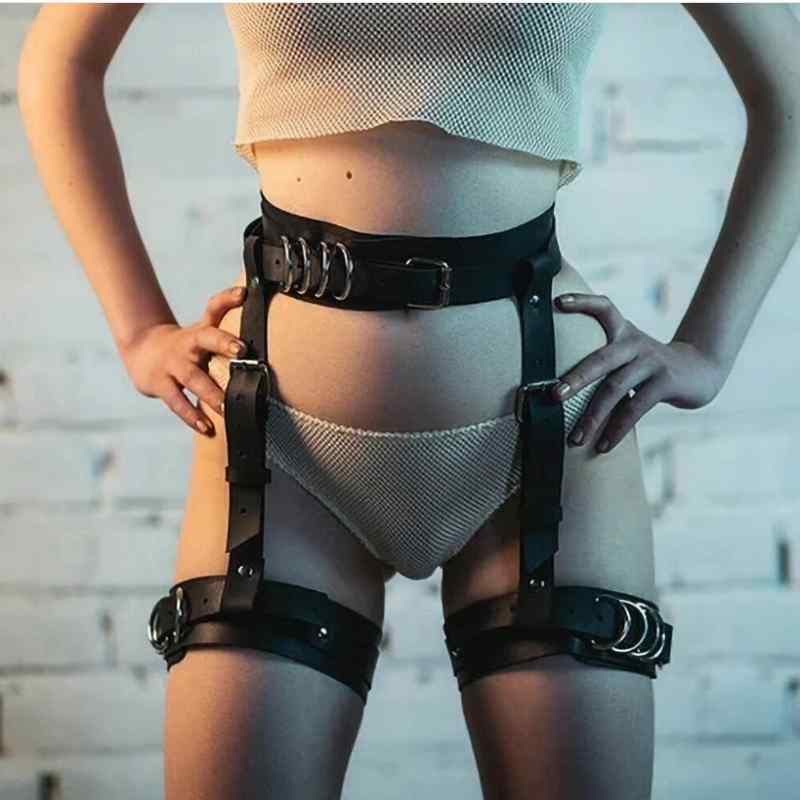 ガーター レディース 革製 腹部一体型 太ももリング 吊り帯 腰部バンド 伸縮性 ファッションアクセサリー 軽量 柔軟素材 コーディネー..