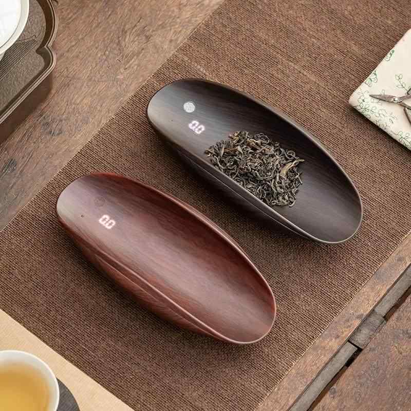 茶秤 木目調 電子 デジタル 精密計量 茶葉スケール 茶量計 茶匙付き 茶道用品 家庭用 茶具 アクセサリー