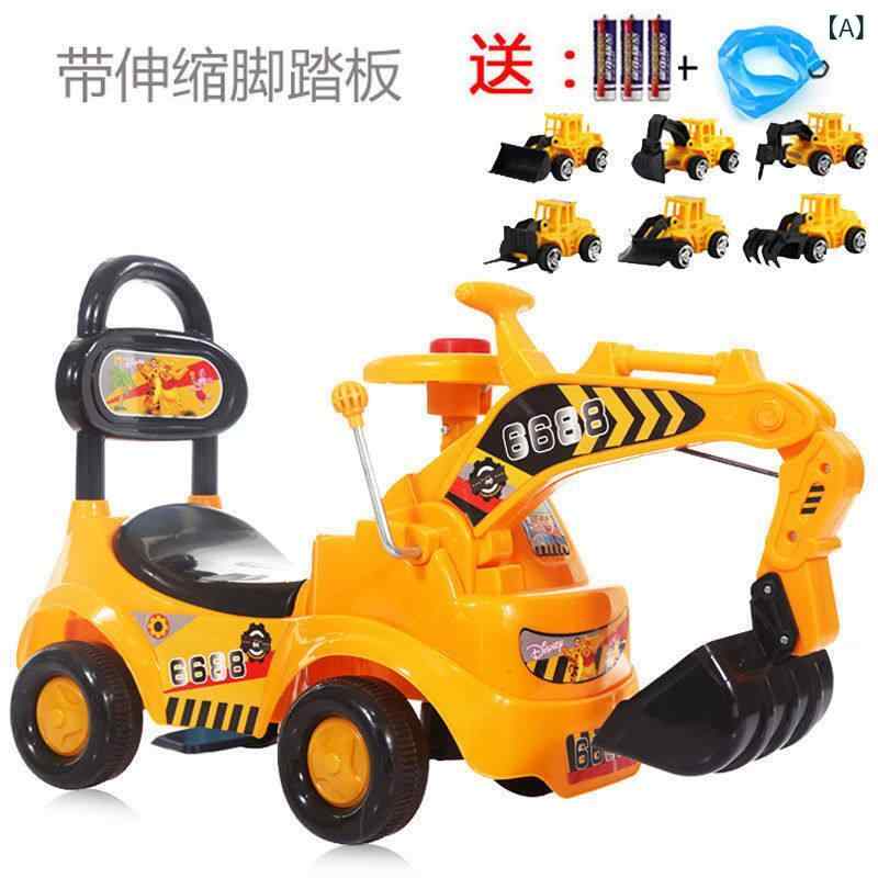 おもちゃ 子供 男の子 乗用 掘削機 土掘り スライドカー 工程車 屋外遊び 室内遊具 安全設計 軽量素材 伸縮ハンドル