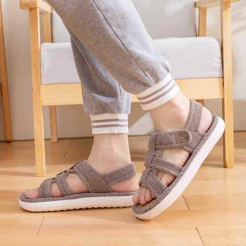 サンダル メンズ レディース 夏 綿麻 リネン 素材 防滑ソール 柔軟素材 通気性 吸湿速乾 クッション性 軽量 快適 室内外 日常 散歩用 ..