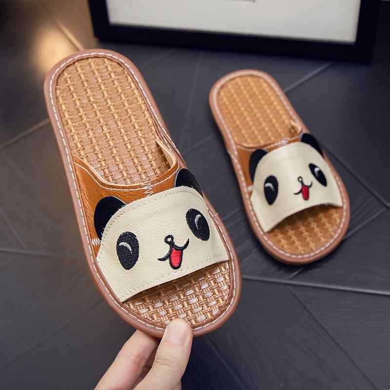 ルームスリッパ 親子用 キッズ 夏用 かわいい ベビー 刺繍 リネン 室内 通気性 軽量 カートゥーン柄 クッション性