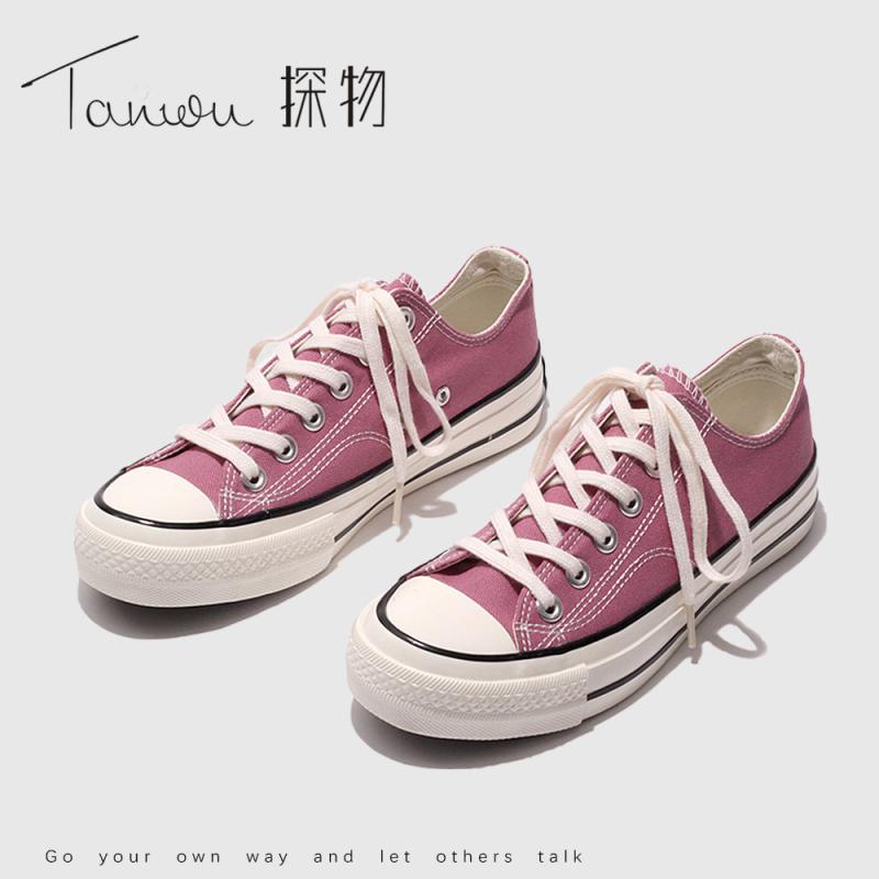 レディース ローカット キャンバス スニーカー 春夏 カジュアル ストリート シンプル クラシック スケートシューズ 学生 通学用 普段使い 軽量 伸縮性