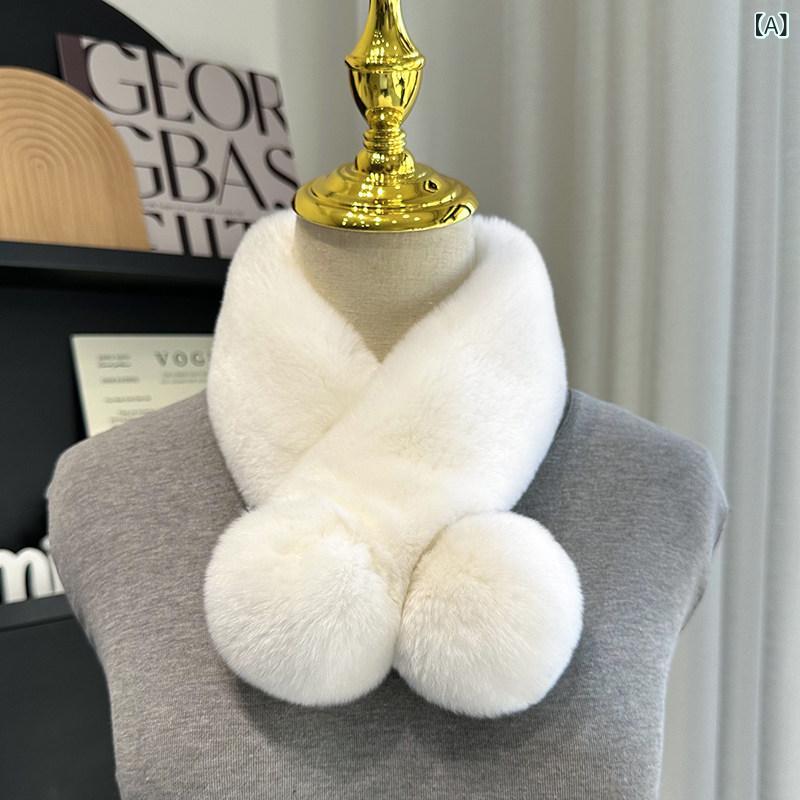 Cape, Shawl - マフラー レディース 毛皮 スカーフ 冬用 無地 両面使い 厚手 ラッコ毛 ウサギ毛 素材 保温性 上品 コーディネート自在 スタイリッシュ 柔らかい 触感 日常使い