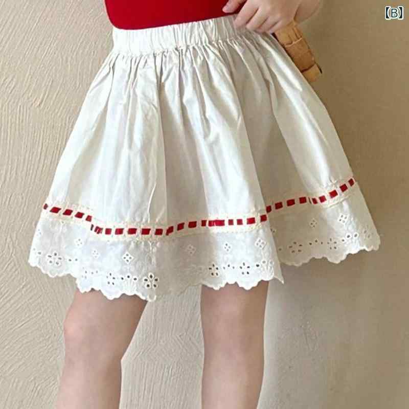 子供服 女の子 夏用 刺繍 吊り帯 赤 背心 半スカート 短め 韓国 森系 かわいい ナ...