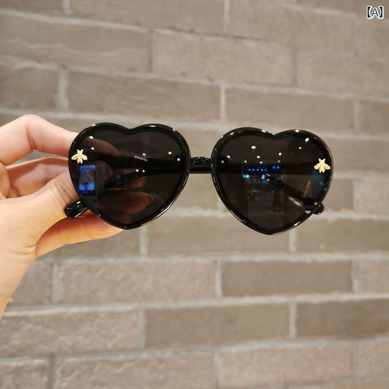Sunglasses - サングラス 女の子用 かわいい ハート型フレーム UVカット 子供用 ベビー 紫外線防止 遮光メガネ 夏用 キュート ファッション アウトドア用