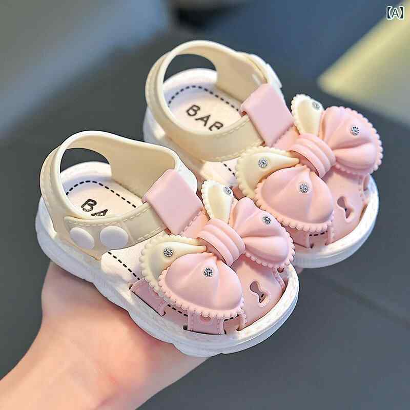 女の子 ベビー サンダル つま先カバー 滑り止め 柔らかい底 防水 外履き 歩き始め用 夏用 軽量 かわいい ピンク系