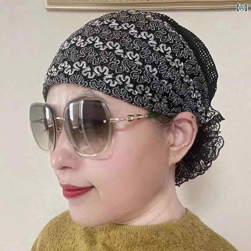 白髪隠し帽子 レディース 通気性 レース エスニック ヘッドスカーフ 母親用 日常使い 軽量 伸縮性 かわいい 形状