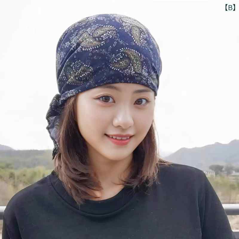 春夏 レディース 白髪隠し ヘッドスカーフ 薄手 帽子 ヘッドカバー リボン おしゃ...