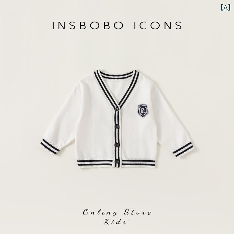 ニットカーディガン キッズ 男の子 女の子 春秋 学院風 セーター アウター 長袖 軽量 綿混 普段使い スクールスタイル・対象年齢: 6ヶ月.9ヶ月.12ヶ月.18ヶ月.2歳.3歳.4歳・主な素材: 綿100%・柄: 文字・スタイル: 英国風・ネックライン: Vネック・対象性別: ユニセックス・開襟: シングルボタン・毛糸太さ: 普通・色展開: ベージュ.グレー・サイズ展開: 80.90.100.110.120.130.140・厚み: 標準