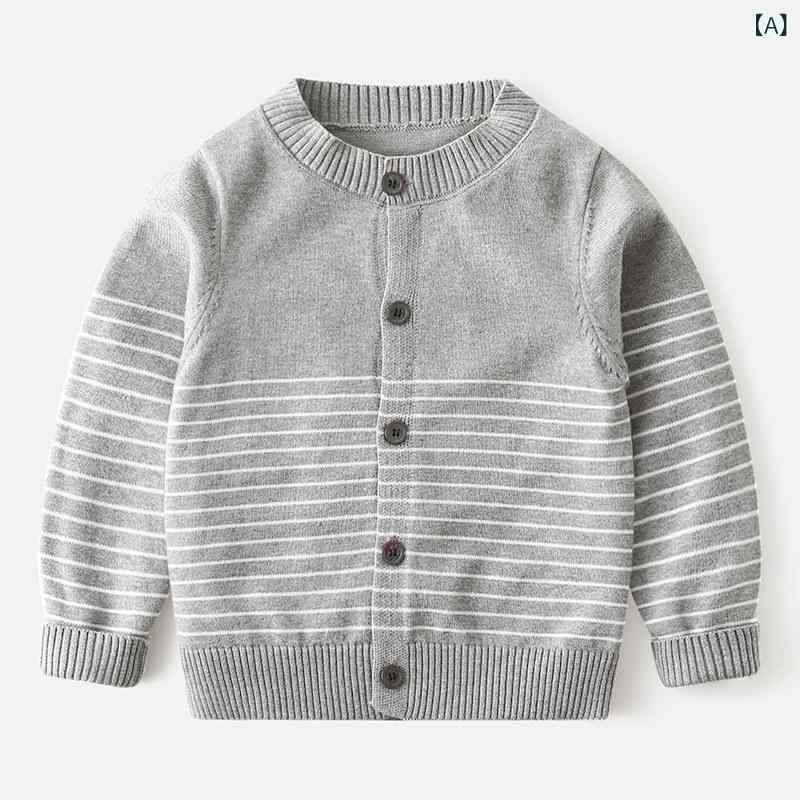 子供用 男の子 カーディガン ストライプ ラウンドネック ニット 長袖 薄手 春秋 韓国 ベビー アウター 軽量 柔らかい 普段使い コットン混・スタイル: 韓国・柄: ストライプ・ネックライン: クルーネック・性別: 男・袖丈: 長袖・素材: 綿95%.ナイロン5%・カラー展開: グレー.杏色.紺色・対象年齢: 2歳.3歳.4歳.5歳.6歳.7歳.8歳・サイズ展開: 身長90cm.100cm.110cm.120cm.130cm・毛糸太さ: 細・前立て: シングルボタン