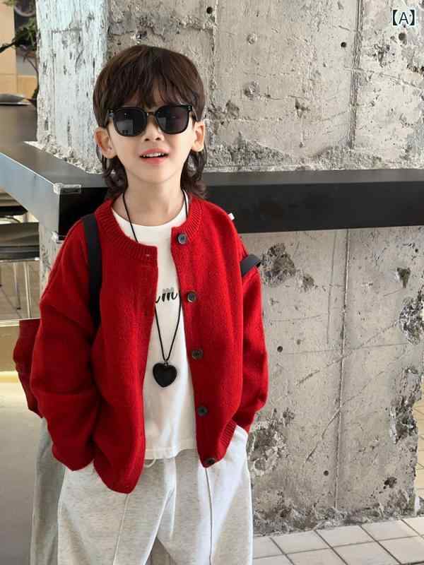 子供 男の子 赤 ニットセーター カーディガン 春秋 ジャケット 柔らかい 暖かみ コットン混 普段使い 軽量・スタイル: 韓国・生地加工: 柔軟処理・袖丈: 長袖・柄: 色・適用性別: 男女共通・カラー展開: 赤・サイズ展開: 90.100.110.120.130.140.M・毛糸の太さ: 普通・厚み: 標準・前開き: 単排ボタン・適用年齢: 18ヶ月.2歳.3歳.4歳.5歳.6歳.7歳