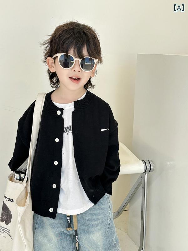 カーディガン 男の子用 薄手 ニット 春秋秋冬 ベビー アウター 韓国 インナー 軽量 伸縮性 普段使い 子供服