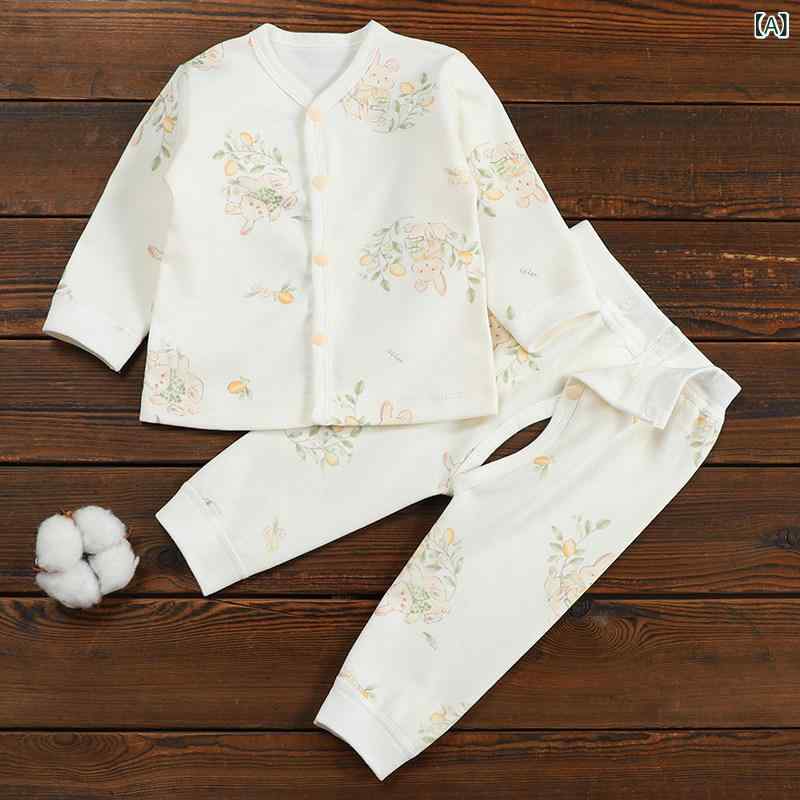 ベビー 内衣 秋冬 セット 綿 100% 男女 新生児 乳児 子供 部屋着 柔らかい 綿 素材 肌触り 伸縮性 吸湿 速乾 軽量・スタイル: カジュアル・素材: 綿100%・性別: 男女共通・参考身長: 59cm.66cm.73cm.80cm.90cm・カラー: 田園うさぎ.田園熊.田園うさぎ+熊（2セット）