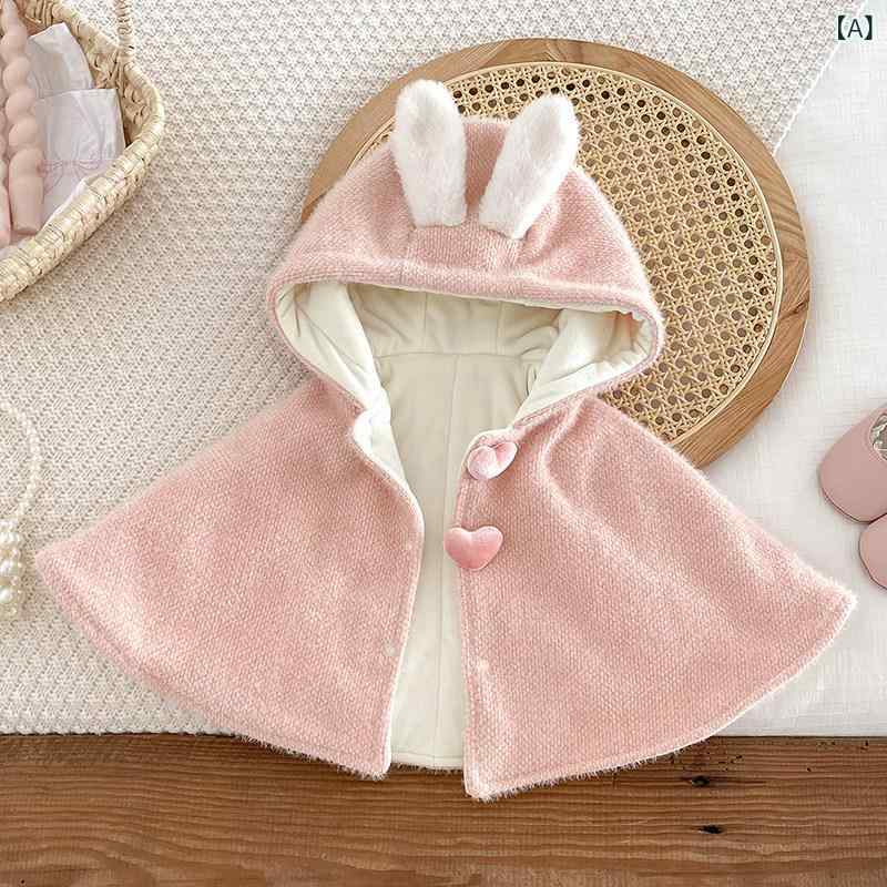 秋冬 ベビー 女の子 かわいい カートゥーン柄 保暖ケープ ショール 起毛 フリース素材 風よけ 保温 外出服 柔らかい 肌触り 軽量