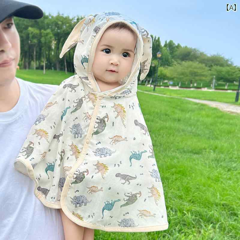 ベビー 夏用 日焼け防止 ケープ ポンチョ 綿 通気性 男女兼用 薄手 外出 室内 エアコン対応 UVカット 軽量 吸湿速乾 赤ちゃん服 綿素材 かわいい