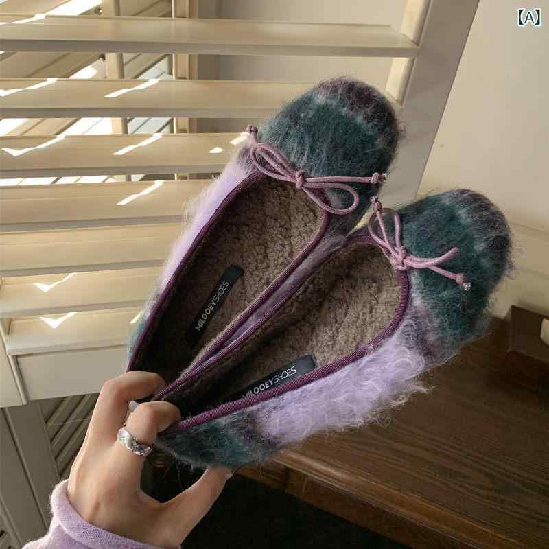 バレエシューズ レディース 冬 ラムウール ふわふわ 保暖 スリッポン コットン 外出用 軽量 暖か 履きやすい 室内外