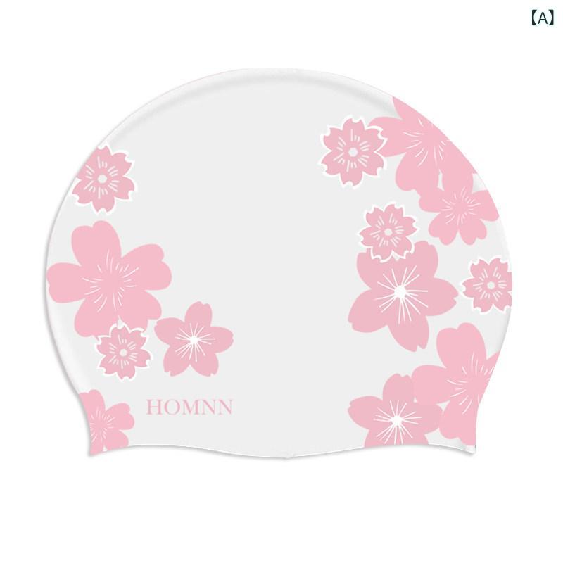 Swimming Caps - 女性用 防水 シリコン スイムキャップ 水泳帽 ロングヘア対応 ヘアプロテクション 耳ガード かわいい 大きめサイズ 頭締め付けなし 柔軟素材 快適フィット