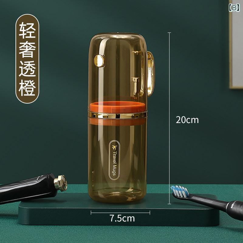 リバーパディの歯ブラシ収納ボックス 歯磨きカップ セット 旅行用 ポータブル 家庭用 学生寮用 コンパクト 洗面用品 歯具立て カップホルダー 軽量 持ち運び便利｜アングル2