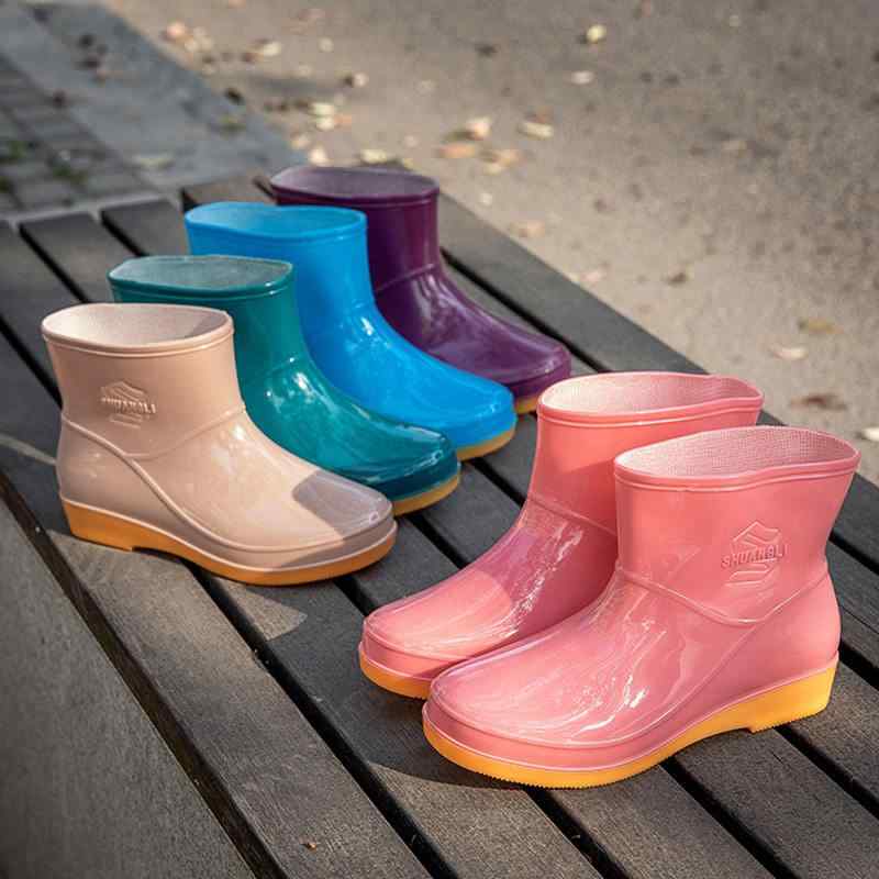 レディース 防水 雨靴 保温 低筒 滑り止め 軽量 ゴム素材 短筒 作業用 オーバーシューズ 通勤 普段使い 秋冬 防滑 防水加工