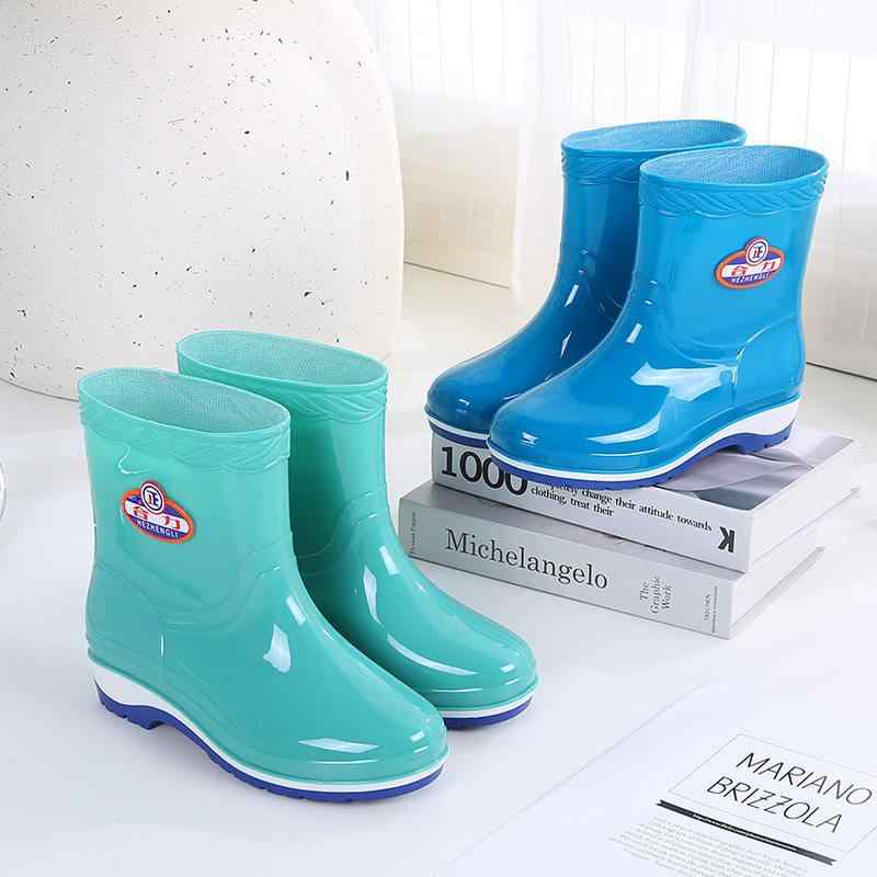 Boots - 雨靴 レディース ショート丈 滑り止め 防水 耐摩耗 ゴム製 キッチン用 室内履き オールシーズン 通勤対応 軽量 伸縮性