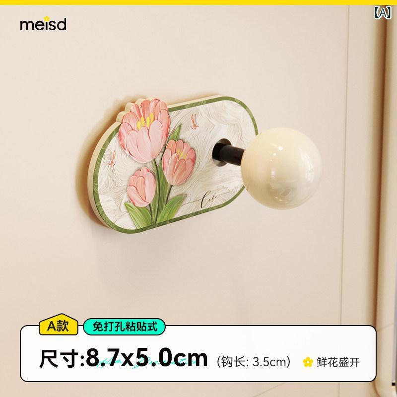 衣帽掛け 花柄 粘着フック 穴あき不要 玄関用 ドア裏収納 家庭用 高級感 かわいい 壁掛けラック