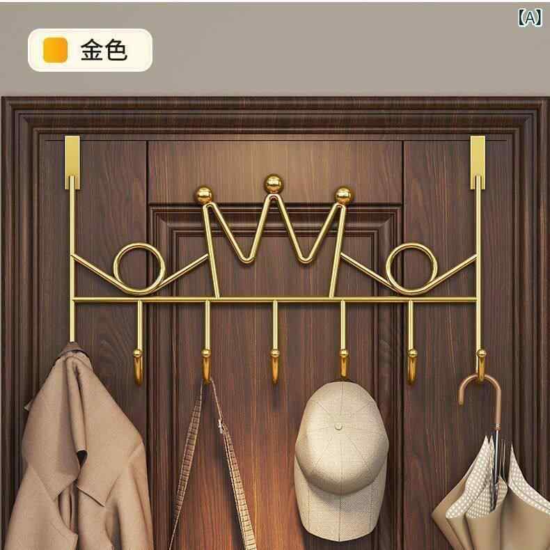 壁掛けフック ドア裏用 免打孔 強力タイプ 衣類収納ラック 帽子鍵掛け 置物壁掛け 収納グッズ 省スペース 簡単設置・形状: 四角形・素材: 鉄・耐荷重: 0.5kg・フック数: 7個以上・取り付け方法: 穴あき不要・カラー: 金色.白色.黒色