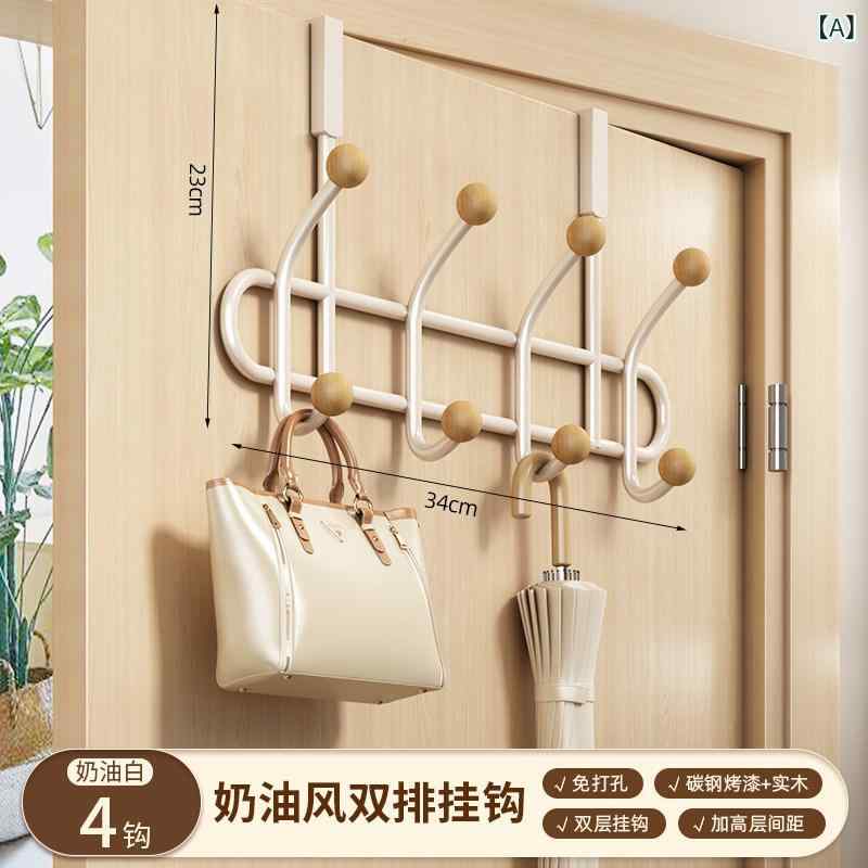 ドア裏収納ラック フック付き 壁掛けハンガー 穴あけ不要 強力耐荷重 寝室用 玄関整理 バッグ掛け 衣類掛け 鍵掛け 高ドア対応 コンパクト設計