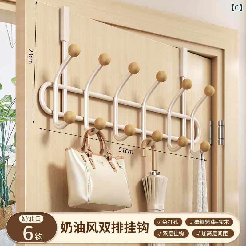 ドア裏収納ラック フック付き 壁掛けハンガー 穴あけ不要 強力耐荷重 寝室用 玄関...