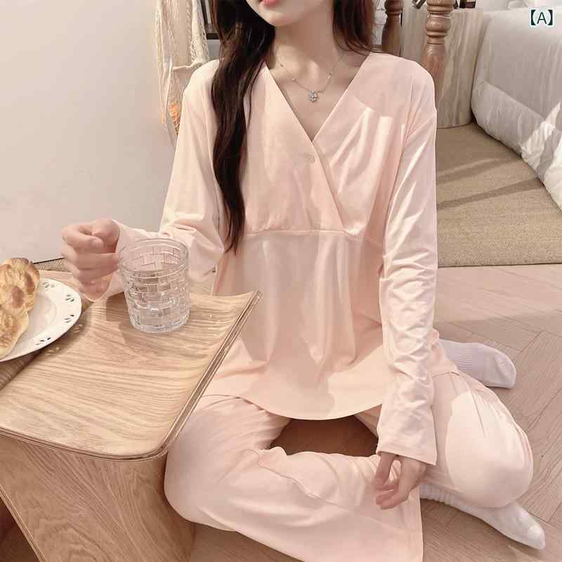 マタニティ パジャマ 夏用 薄手 授乳機能 調整ストラップ 胸パッド 待産セット 産後服 柔らかい素材 伸縮性 吸湿速乾 部屋着 通勤後 リラックスウェア・スタイル: シンプル・詳細: 胸パッド付き・パンツ丈: ロング・素材: モダール・対象: 若者・ウエスト: ゴム・シーン: カジュアルホーム・厚さ: 超薄・袖丈: 長袖・ネックライン: Vネック・柄: 無地・トップス開き: プルオーバー・対象性別: 女性・サイズ展開: M.L.XL.XXL・カラー展開: ピンク.紫.ブルー