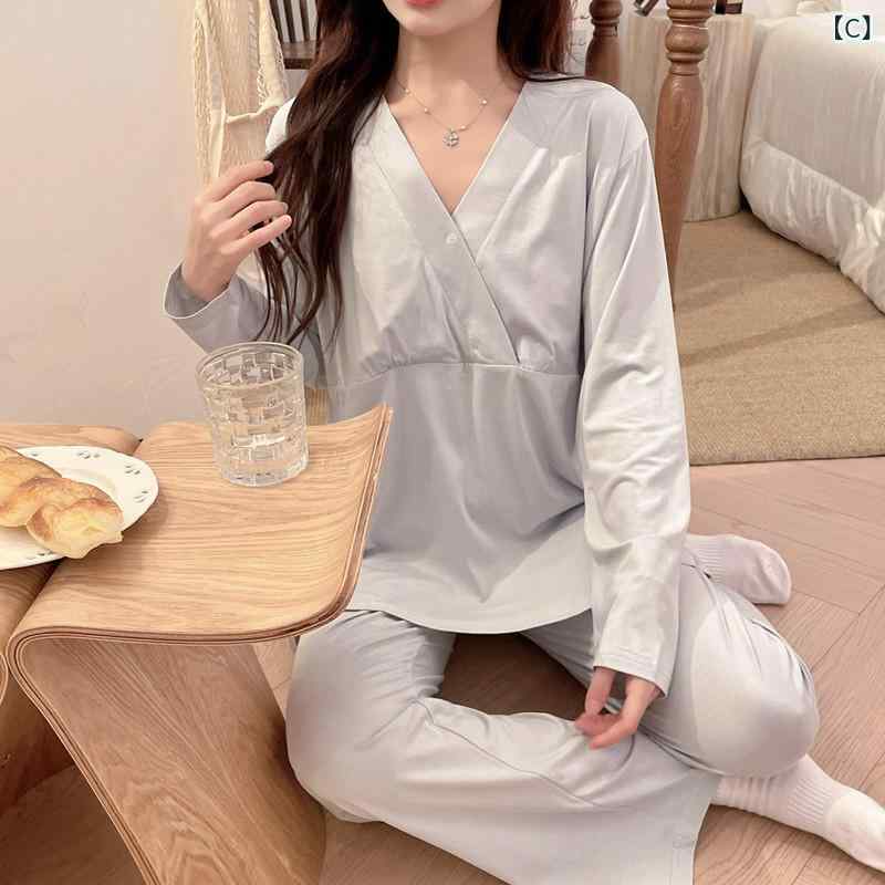 リバーパディのマタニティ パジャマ 夏用 薄手 授乳機能 調整ストラップ 胸パッド 待産セット 産後服 柔らかい素材 伸縮性 吸湿速乾 部屋着 通勤後 リラックスウェア｜アングル3