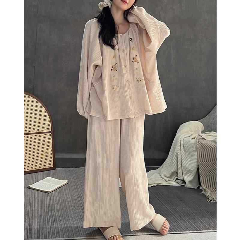 レディース マタニティ 授乳パジャマ 産後ルームウェア 春秋用 綿ガーゼ素材 妊娠期対応 快適ホームウェア 吸湿性 柔らかい 日常使い・スタイル: シンプル・主な素材: 綿100%・パンツ丈: ロング・ウエスト: ゴム・シルエット: スタンダード・セット内容: トップスとパンツ・厚さ: 通常・袖丈: 長袖・ネックライン: クルーネック・授乳機能: サイド開き・トップス前合わせ: 対襟・サイズ展開: M.L.XL.XXL