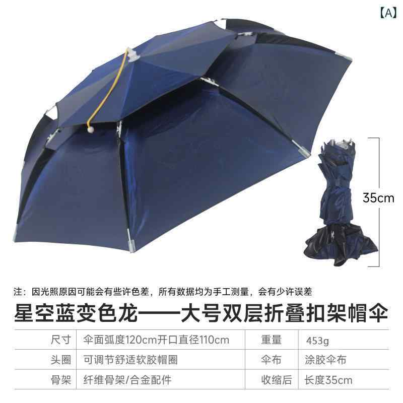 釣り 傘帽子 頭戴式 紫外線カット 遮陽 雨よけ 二重構造 通気性 折りたたみ式 アウ...