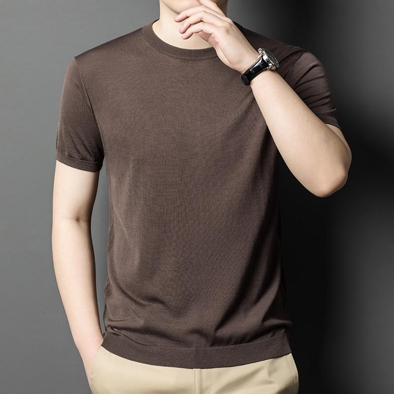 Tシャツ メンズ 短袖 メリノ羊毛 ニット 丸首 高級感 薄 細 柔らかい肌触り 軽量 吸湿速乾 通勤 普段使い