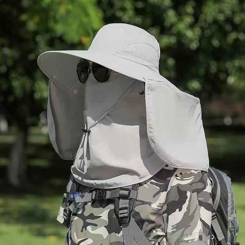 Rain Hat - メンズ 帽子 アウトドア 釣り帽 登山帽 ワイドブリム 日焼け防止 フェイスマスク 夏 通気性 吸湿速乾 軽量 ハイキング 旅行用